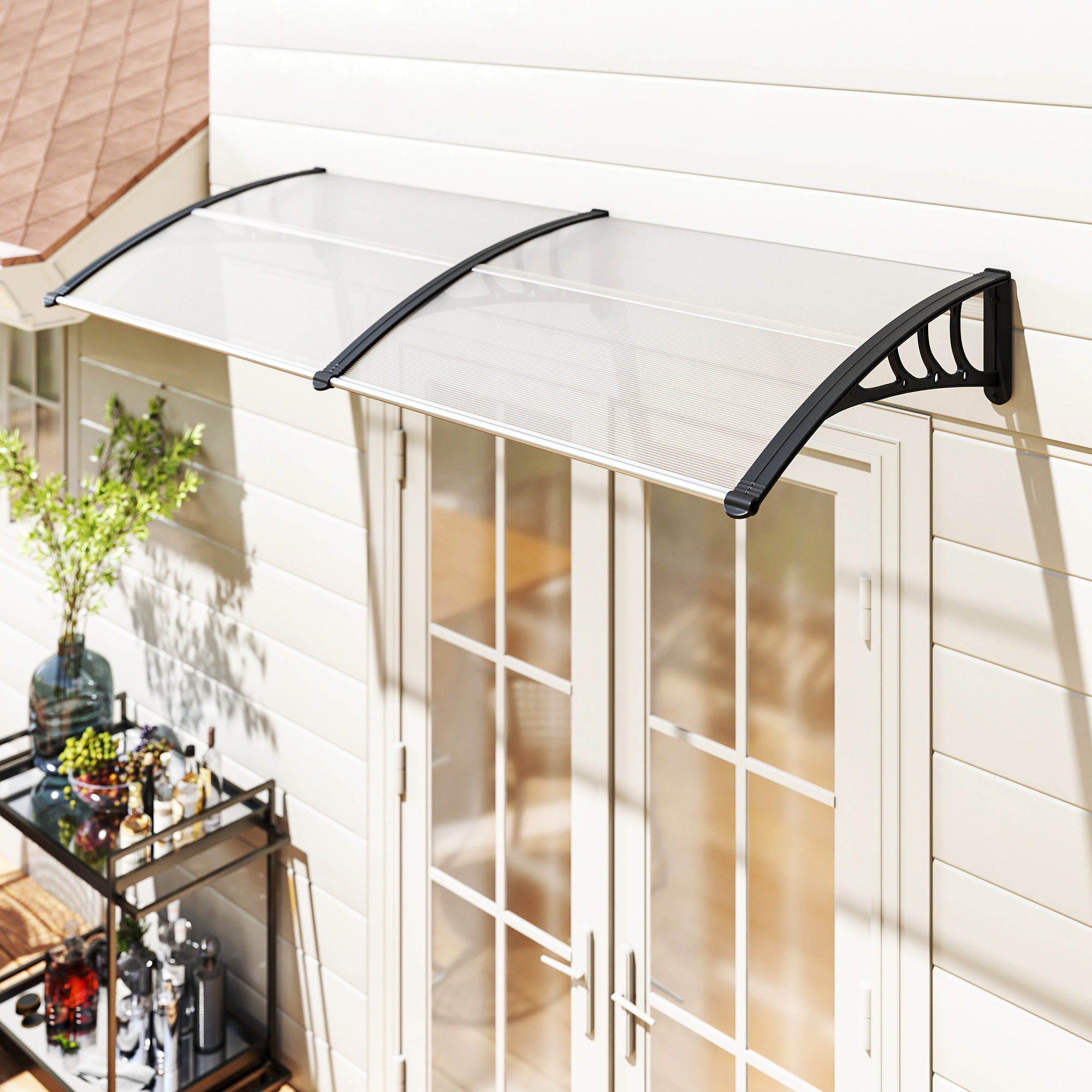Outsunny Pultvordach Vordach für Haustür 75x195x23 cm Überdachung aus 5mm P günstig online kaufen