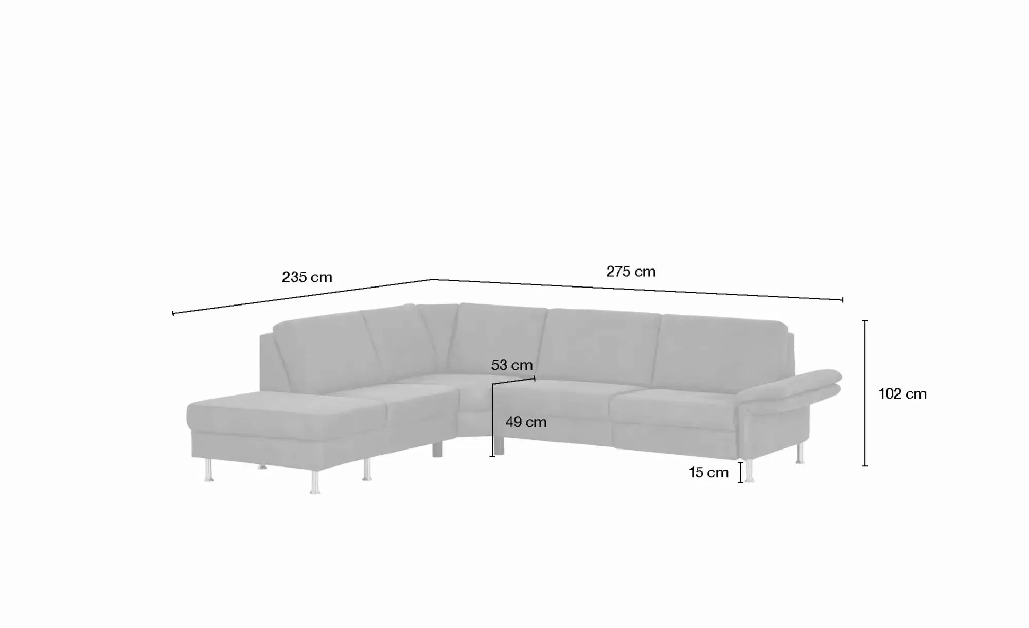 Diva Ecksofa  Diva ¦ grau ¦ Maße (cm): B: 275 H: 85 T: 235 Polstermöbel > S günstig online kaufen