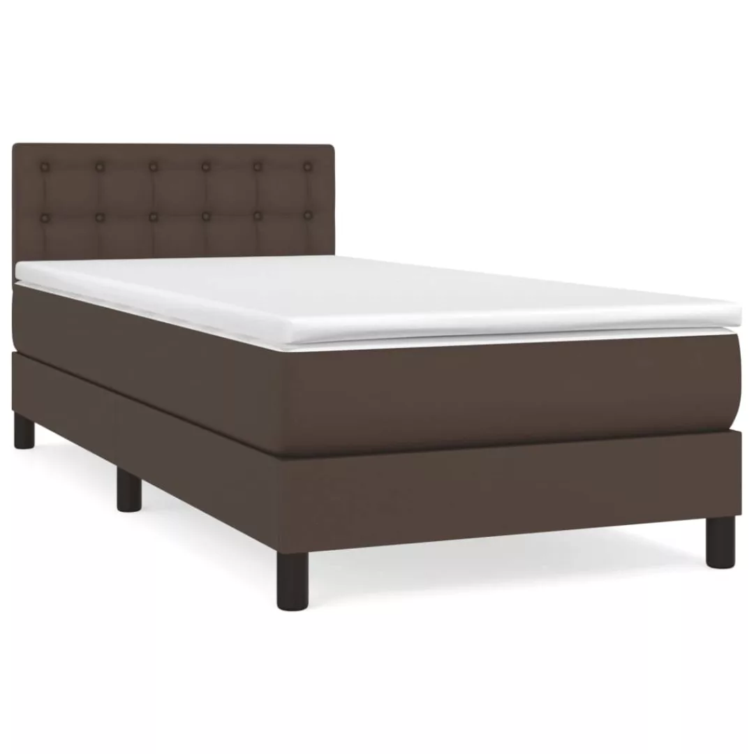 Vidaxl Boxspringbett Mit Matratze Braun 80x200 Cm Kunstleder günstig online kaufen