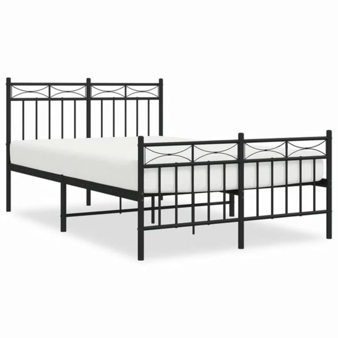 furnicato Bett Bettgestell mit Kopf- und Fußteil Metall Schwarz 120x200 cm günstig online kaufen