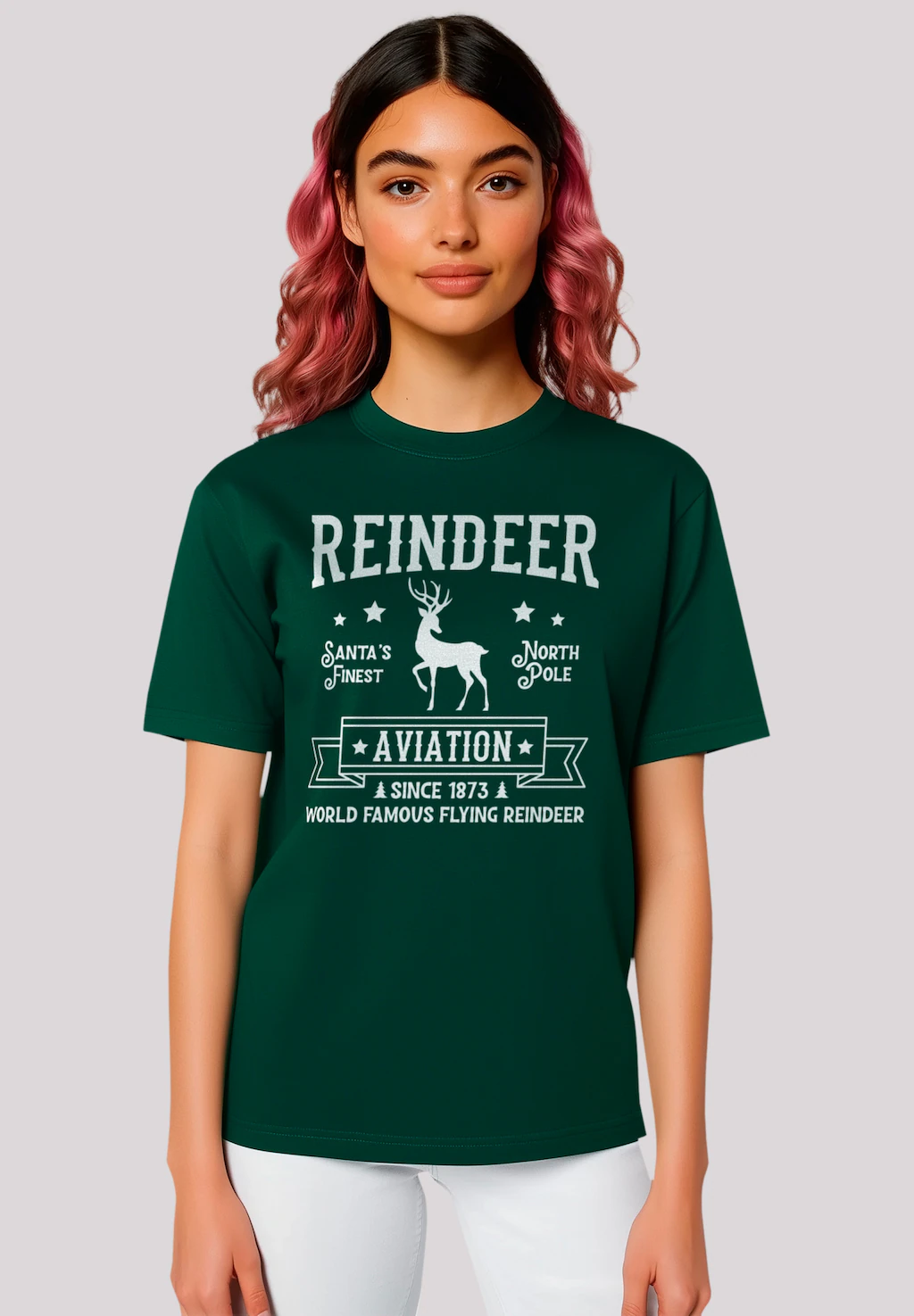 F4NT4STIC T-Shirt "Reindeer Aviation Retro Weihnachts Sign", Premium Qualit günstig online kaufen