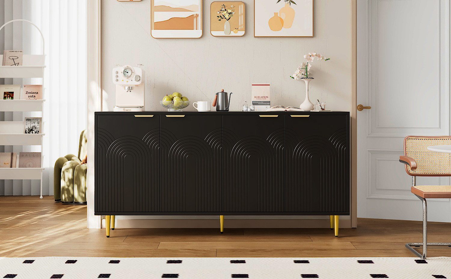 STILVORA Sideboard wohnzimmer 80×35cm Buffetschrank schwarz,Küchenschrank günstig online kaufen