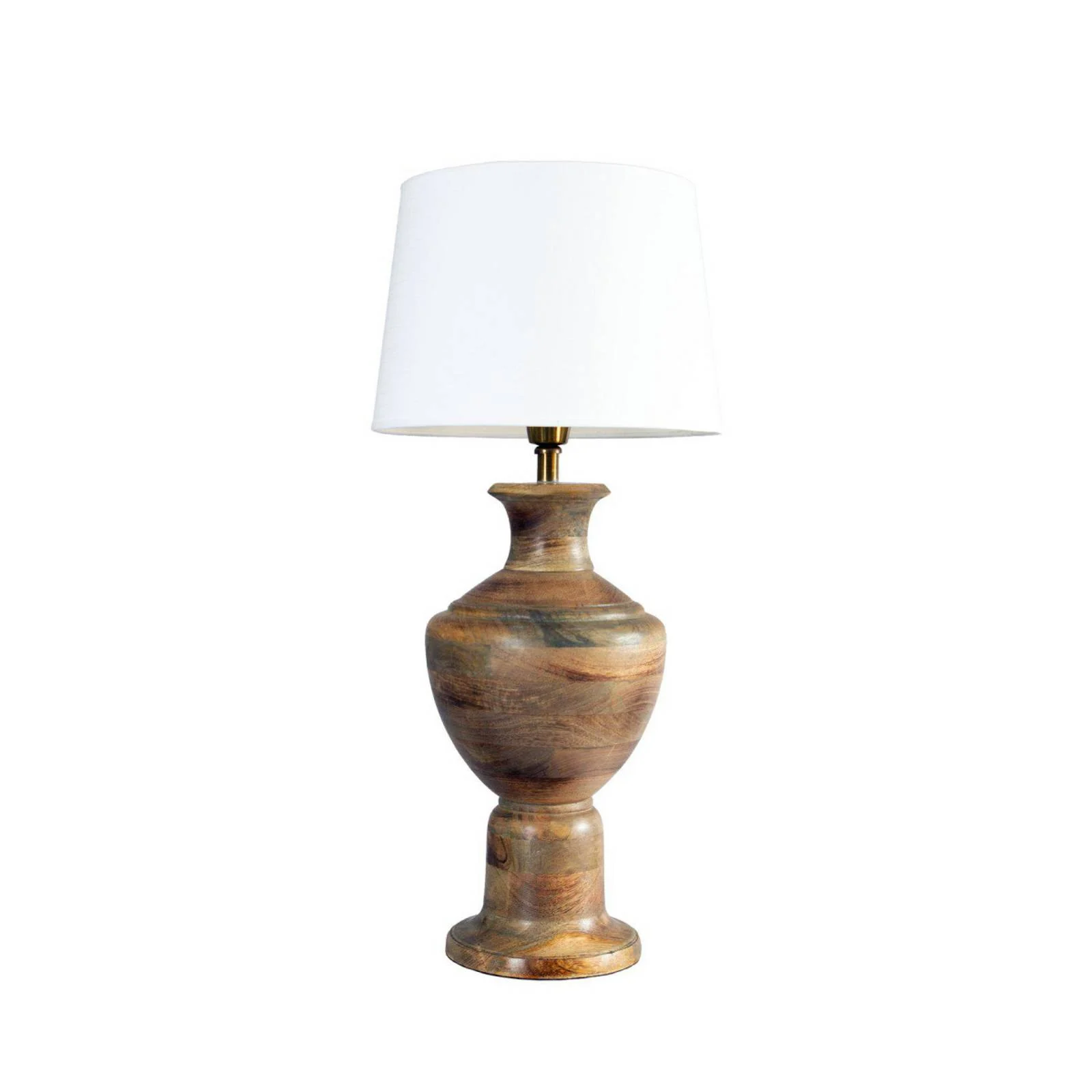 Tischleuchte Alma, weiß/braun, Höhe 69 cm, Holz/Stoff günstig online kaufen