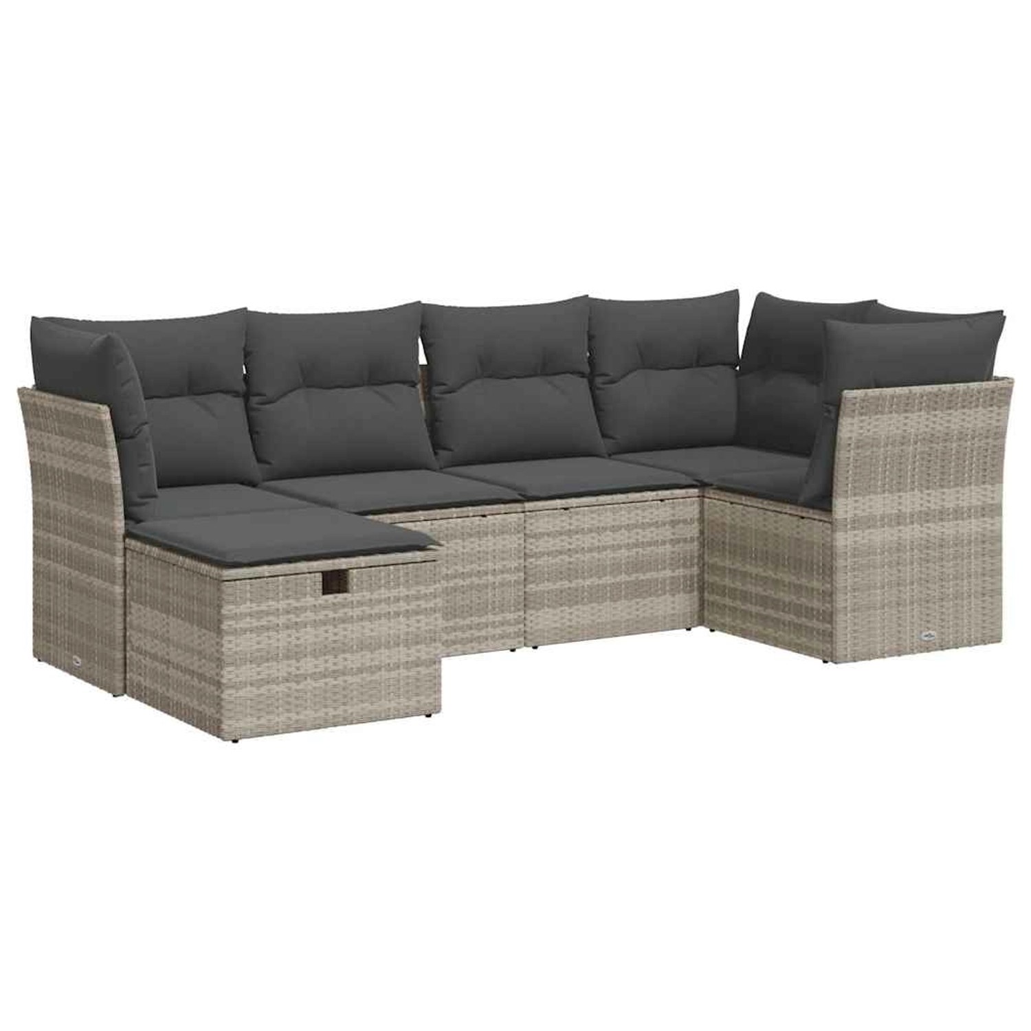 vidaXL 6-Tlg Garten-Sofagarnitur mit Kissen Hellgrau Poly Rattan 3325288 günstig online kaufen