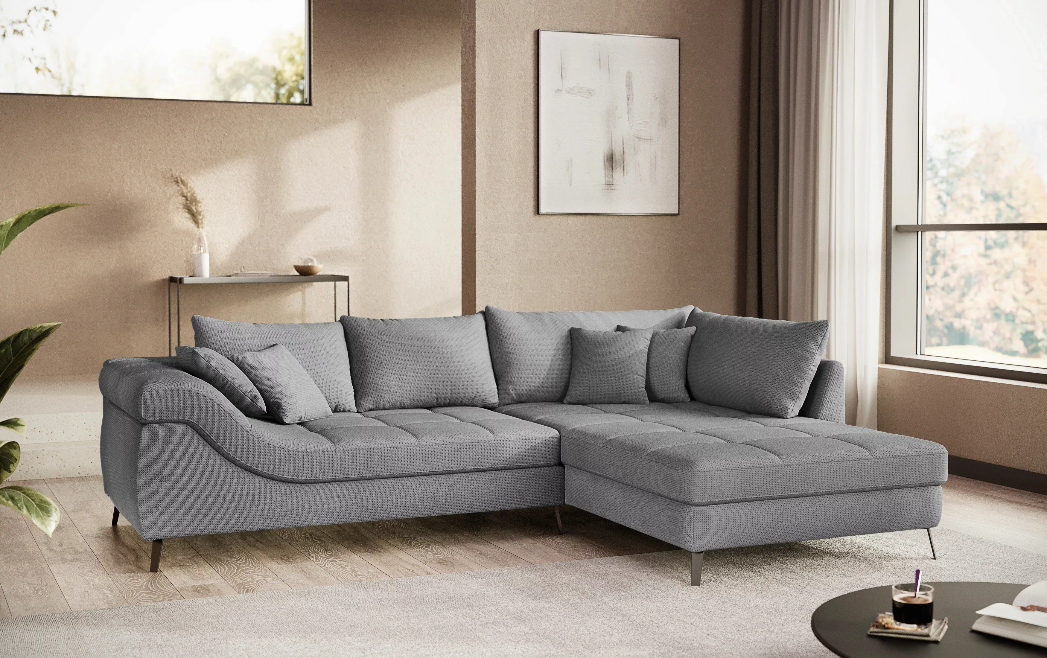 Mr. Couch Ecksofa "Portofino", 4 Bezugsqualitäten, 13,5 cm hohe Metall-Prof günstig online kaufen