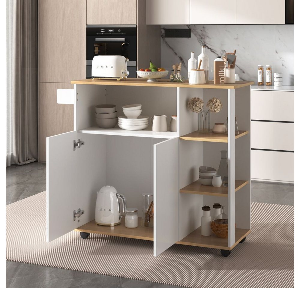 GLIESE Küchenbuffet 105 x 38 x 84 cm Speisewagen/Sideboard, Mit Rollen günstig online kaufen