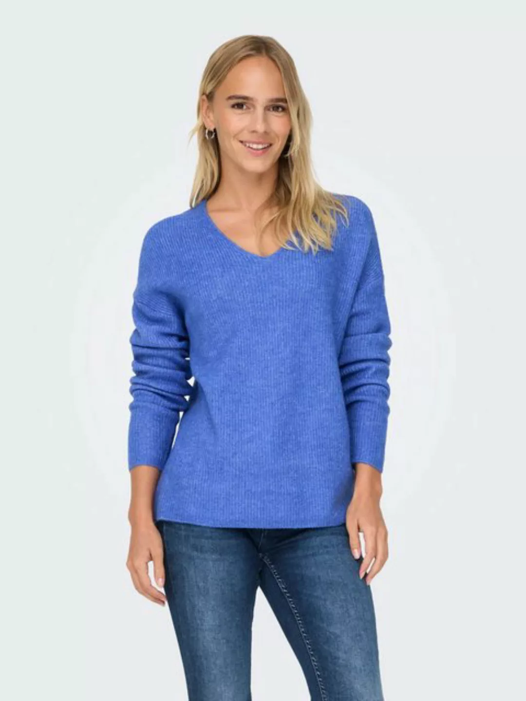 ONLY Strickpullover Warmer Strickpullover Stretch V-Ausschnitt Sweater ONLC günstig online kaufen