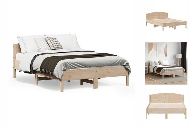 vidaXL Bettgestell Massivholzbett mit Kopfteil 135x190 cm Kiefer Bett Bettg günstig online kaufen