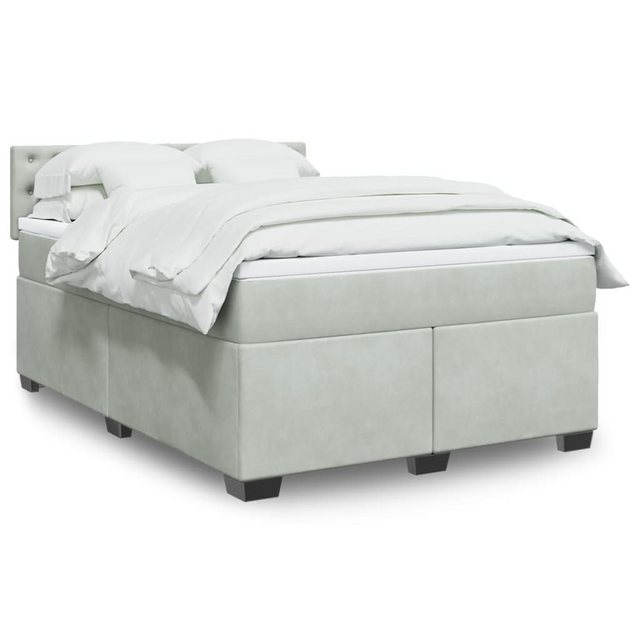 vidaXL Boxspringbett mit Matratze Hellgrau 140x200 cm Samt2107528 günstig online kaufen