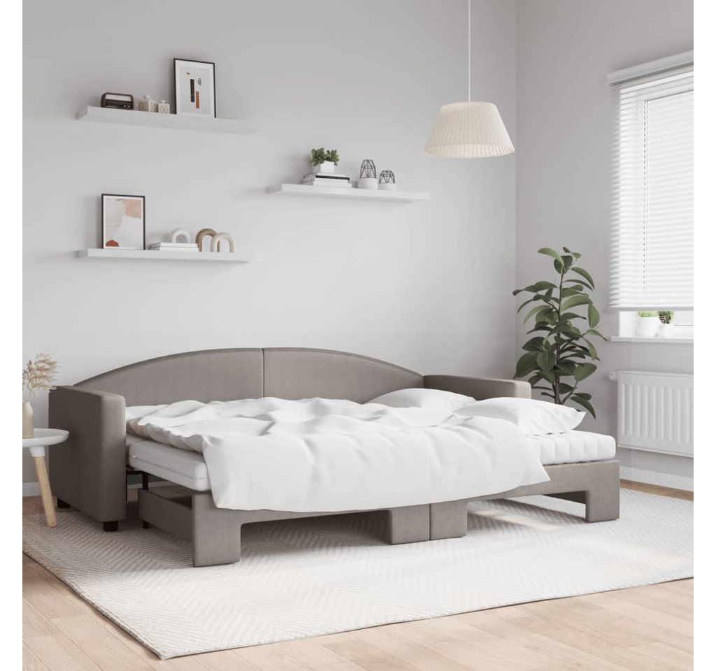 vidaXL Gästebett Gästebett Tagesbett Ausziehbar mit Matratzen Taupe 80x200 günstig online kaufen