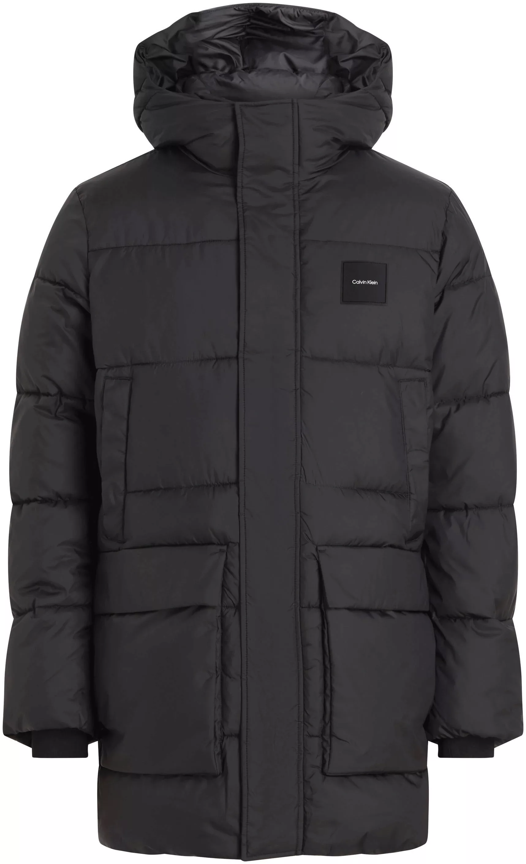 Calvin Klein Kurzmantel "LONG HOODED QUILT PUFFER MW", mit Logopatch günstig online kaufen