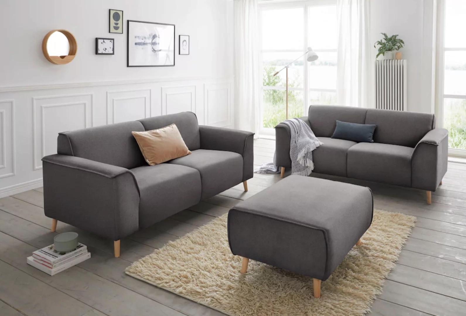 andas 2-Sitzer Janek, mit Federkern und Keder in scandinavischem Design günstig online kaufen