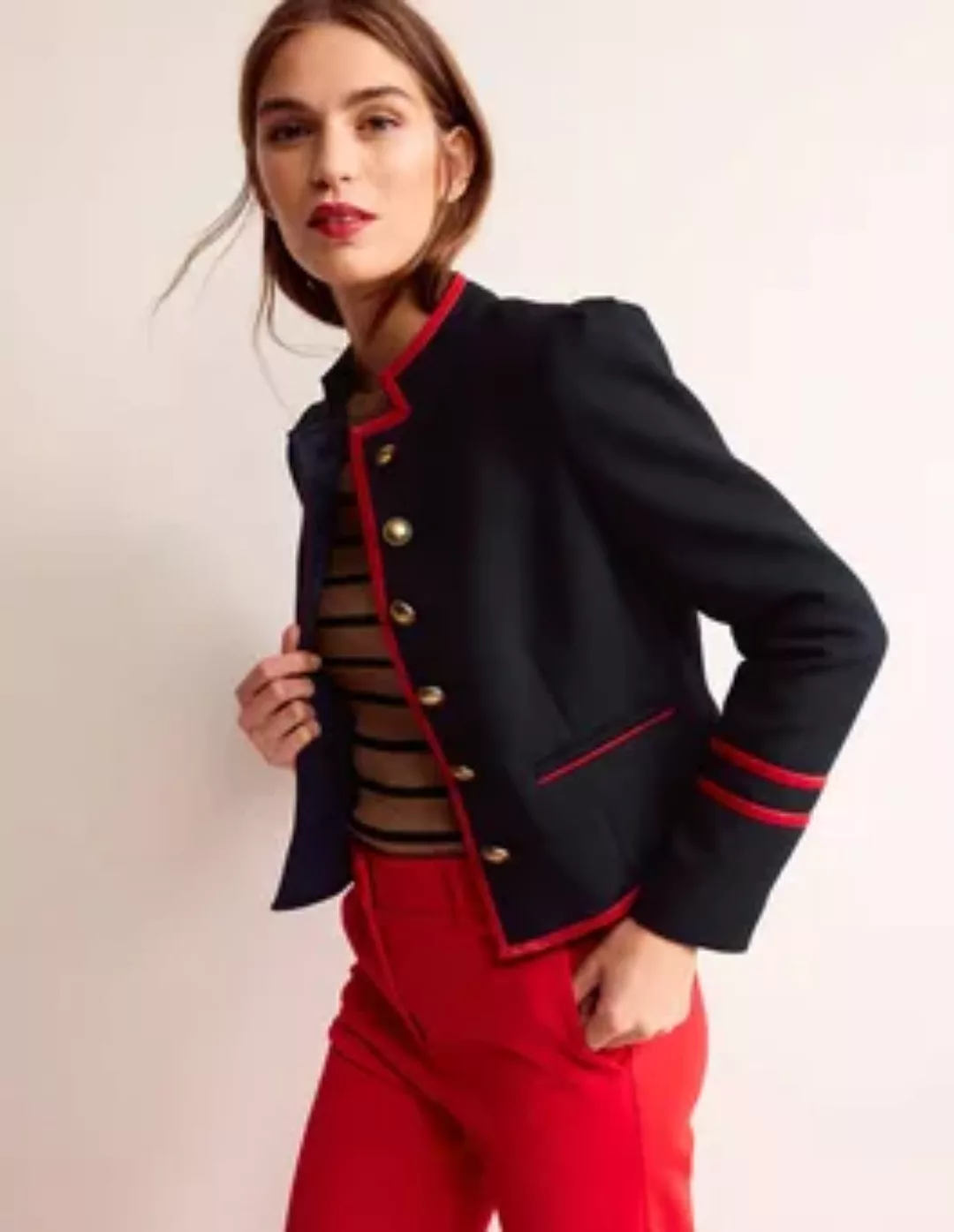 Cambridge Jacke im Military-Look Damen Boden, Französisches Marineblau, Rot günstig online kaufen