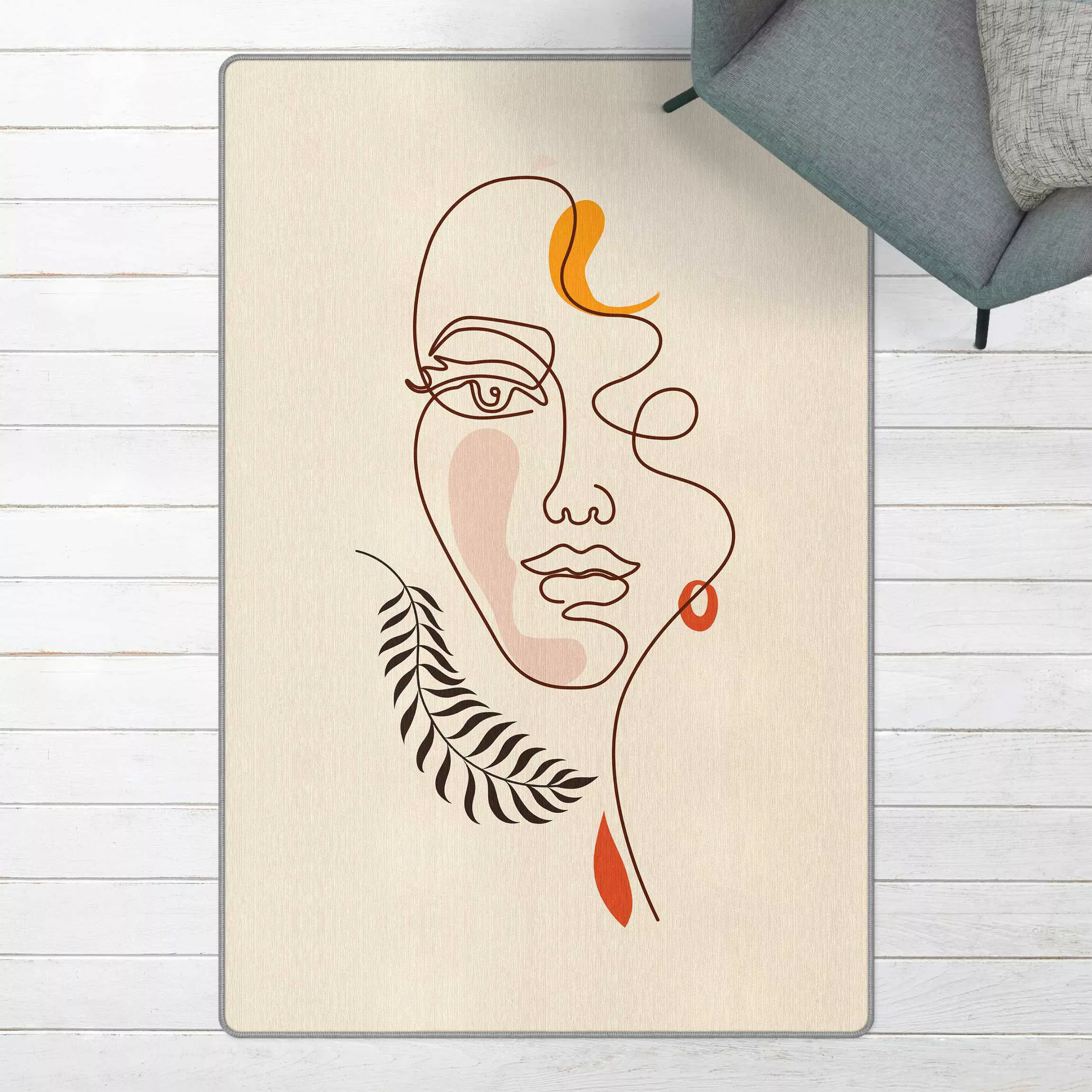 Teppich Lineart Portrait günstig online kaufen