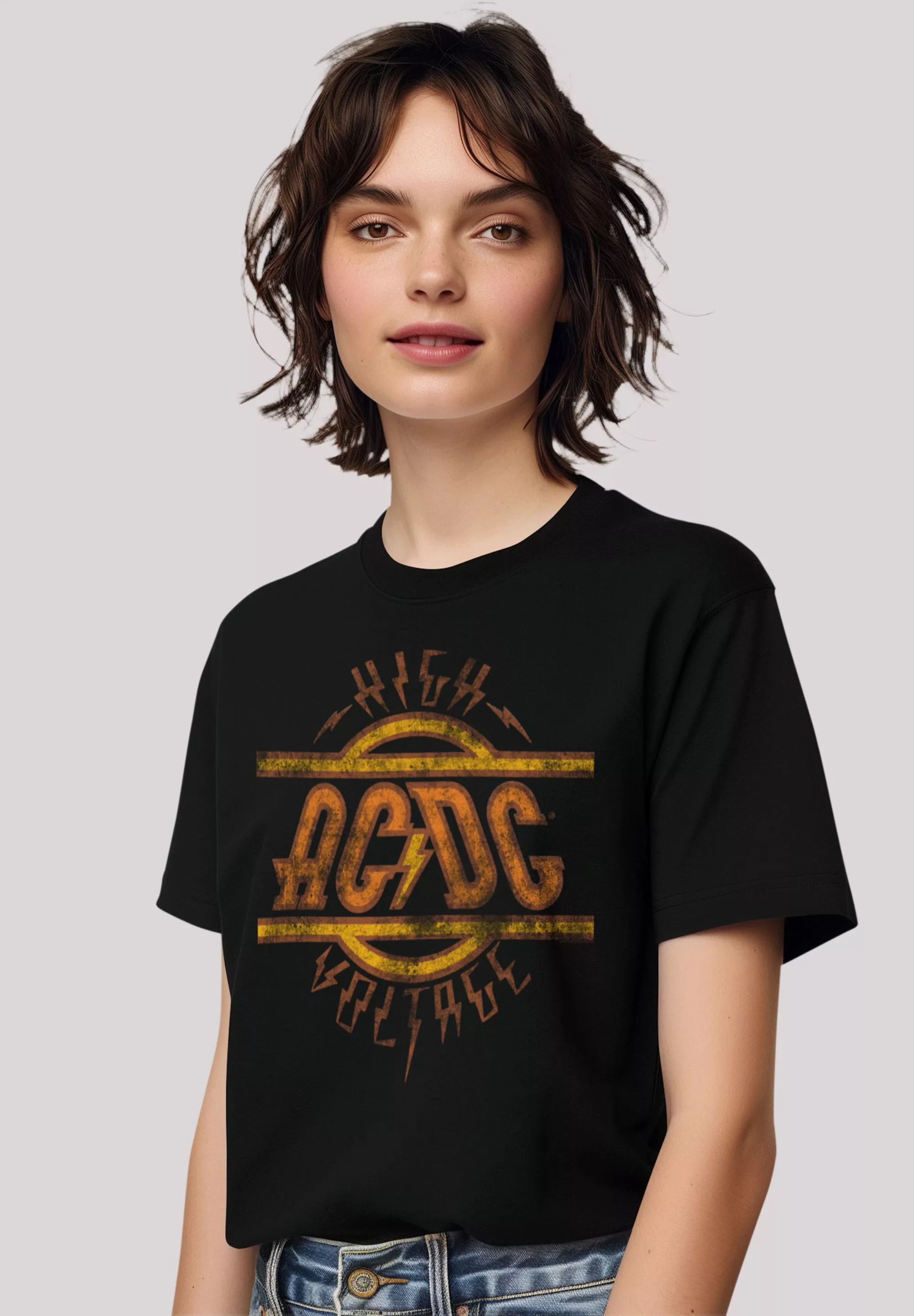 F4NT4STIC T-Shirt AC/DC Rock Musik Band High Voltage Logo Distressed Premiu günstig online kaufen