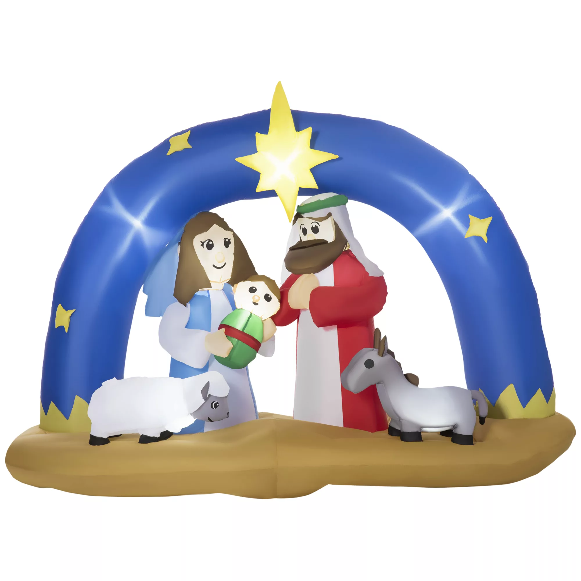 HOMCOM Aufblasbarer Weihnachtsdeko Bibel-Bogen von Jesus' Geburt 1,57 m Wei günstig online kaufen