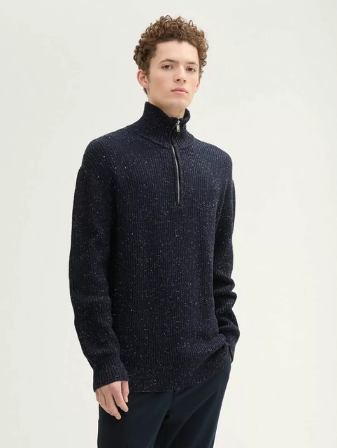 TOM TAILOR Denim Strickpullover Troyer Strickpullover mit Struktur günstig online kaufen