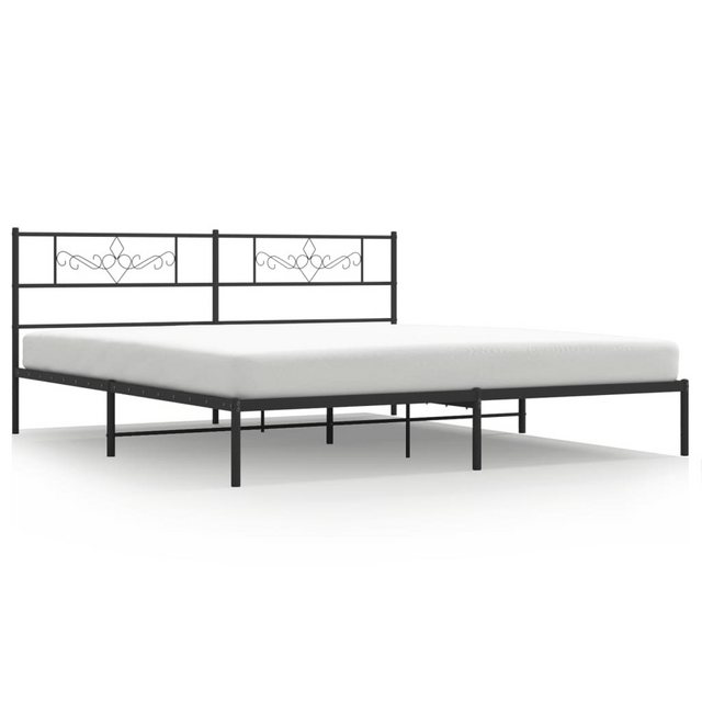 vidaXL Bettgestell, Bettrahmen mit Kopfteil Metall Schwarz 200x200 cm günstig online kaufen