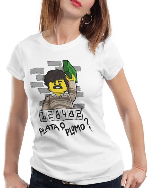 style3 T-Shirt Pablo Escobar Plata o Plomo kokain klemmbaustein günstig online kaufen