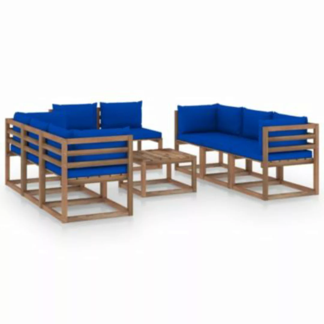 9-tlg. Garten-lounge-set Mit Kissen Blau günstig online kaufen