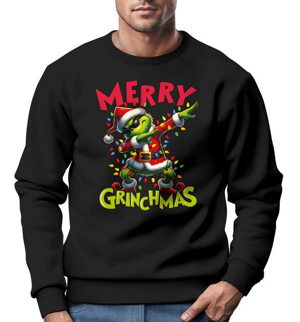 MoonWorks Sweatshirt Sweatshirt Herren Weihnachtspullover Grinch Spruch Wei günstig online kaufen