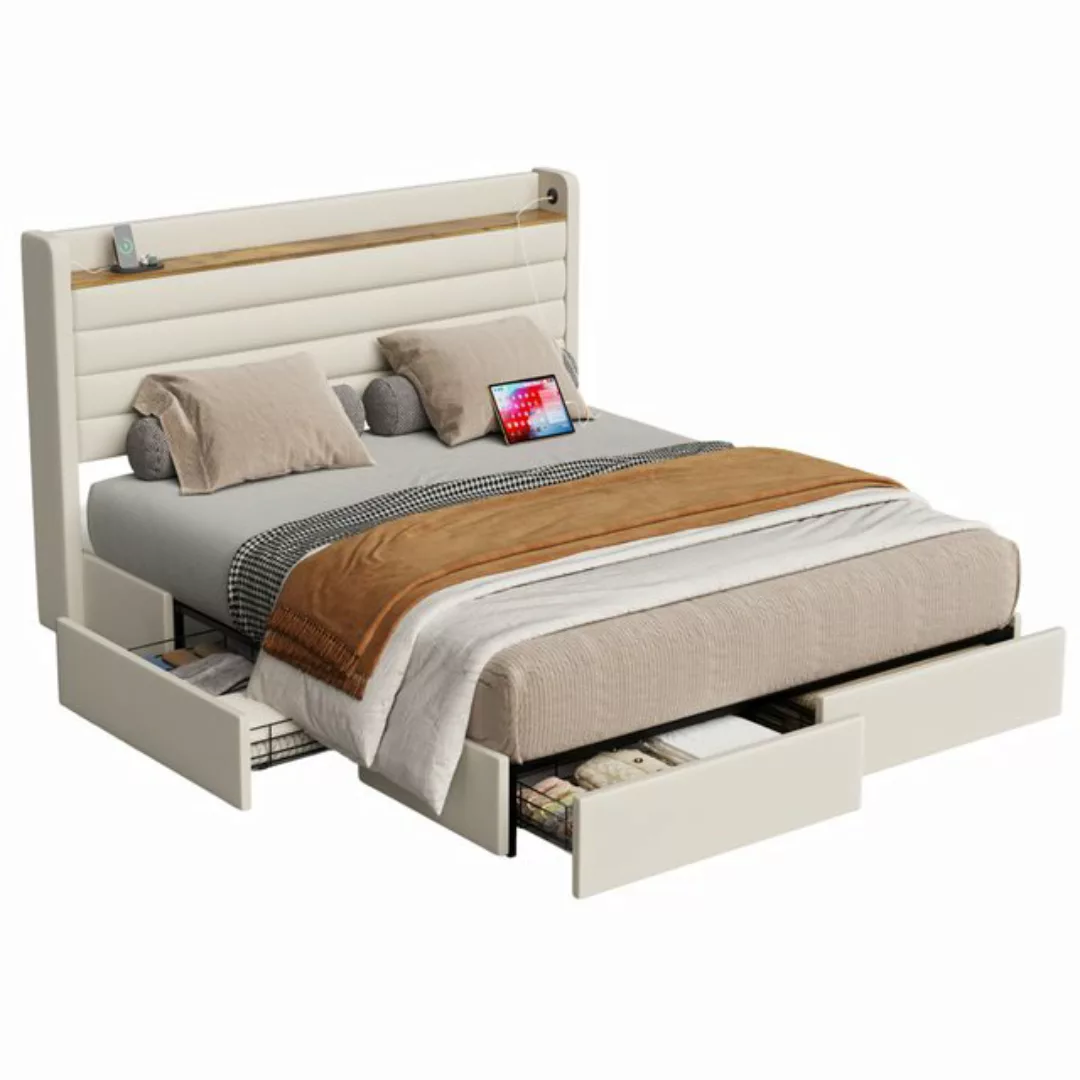 OKWISH Polsterbett Doppelbett Kinderbett Stauraumbett Funktionsbett (mit Sa günstig online kaufen