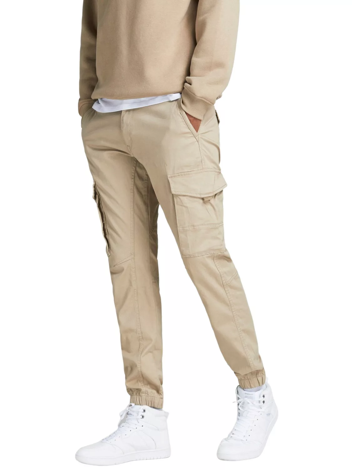 Jack & Jones Herren Cargohose JJIPAUL JJFLAKE AKM 542 CROCKERY-Tapered Fit günstig online kaufen