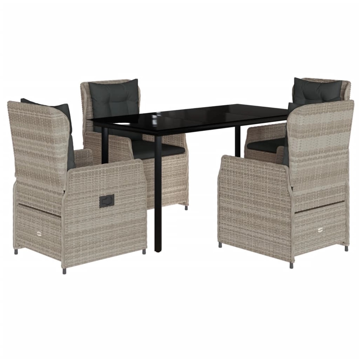 vidaXL 5-Tlg Garten-Essgruppe mit Kissen Hellgrau Poly Rattan 3262905 günstig online kaufen