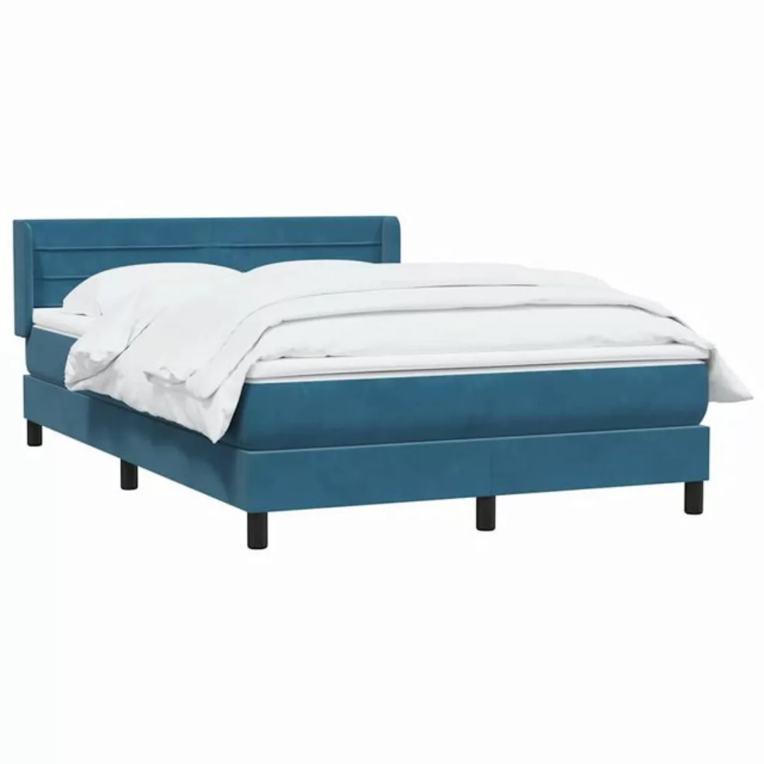 vidaXL Bett Boxspringbett mit Matratze Dunkelblau 140x220 cm Samt günstig online kaufen