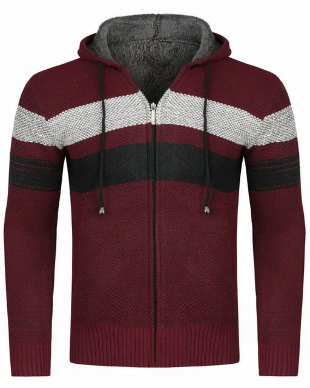 Allthemen Cardigan Herren Strickjacke mit Kapuze Männer Cardigan Grobstrick günstig online kaufen