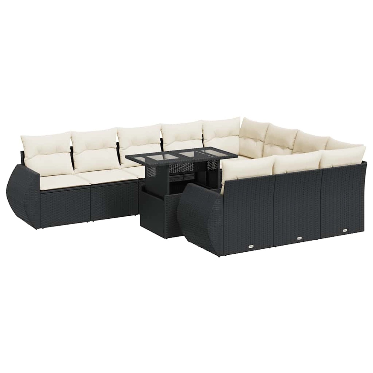 vidaXL 11-Tlg Garten-Sofagarnitur mit Kissen Schwarz Poly Rattan 3326707 günstig online kaufen