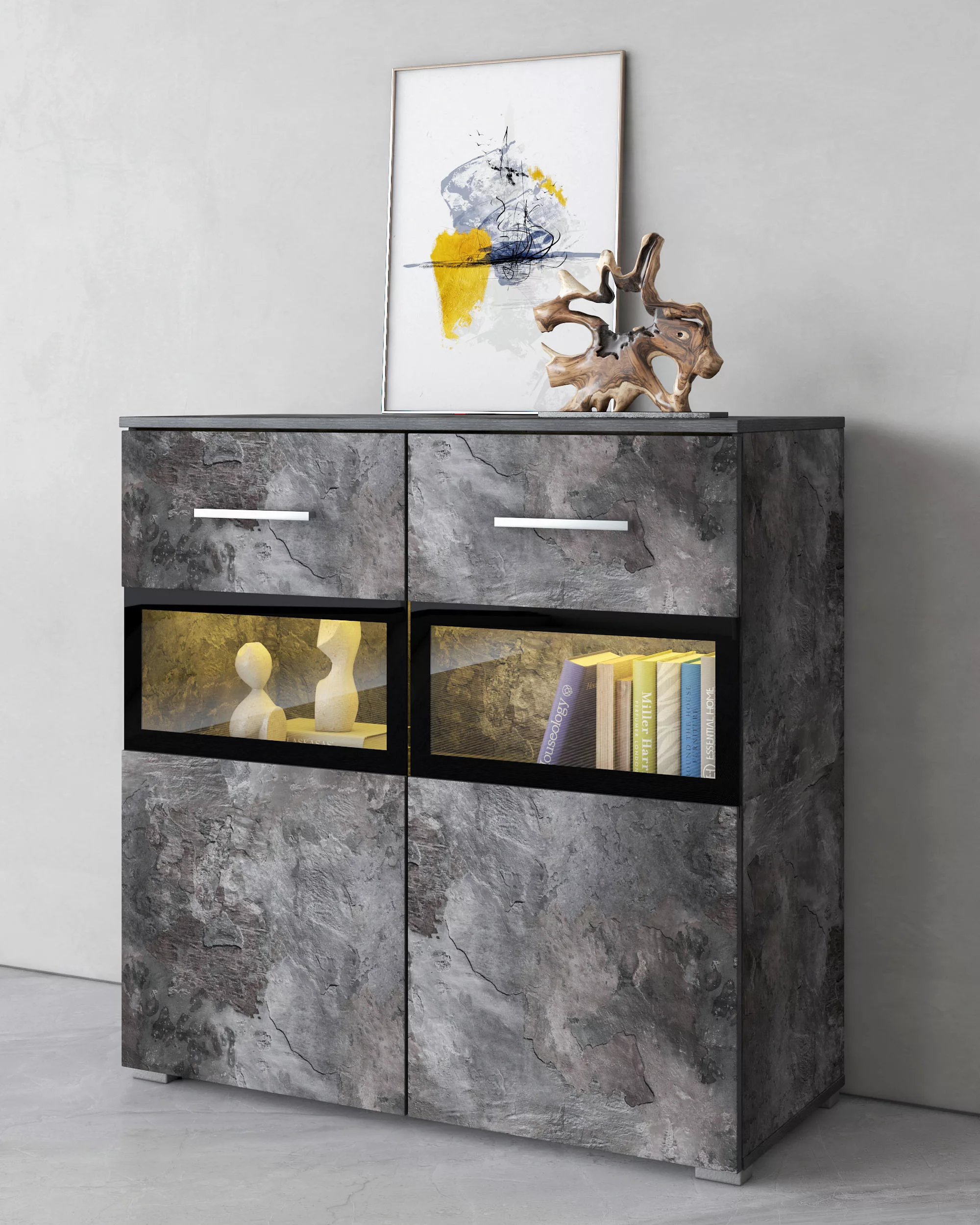 INOSIGN Sideboard "Sarah", Breite 91 cm, Türen mit Glaseinsatz günstig online kaufen