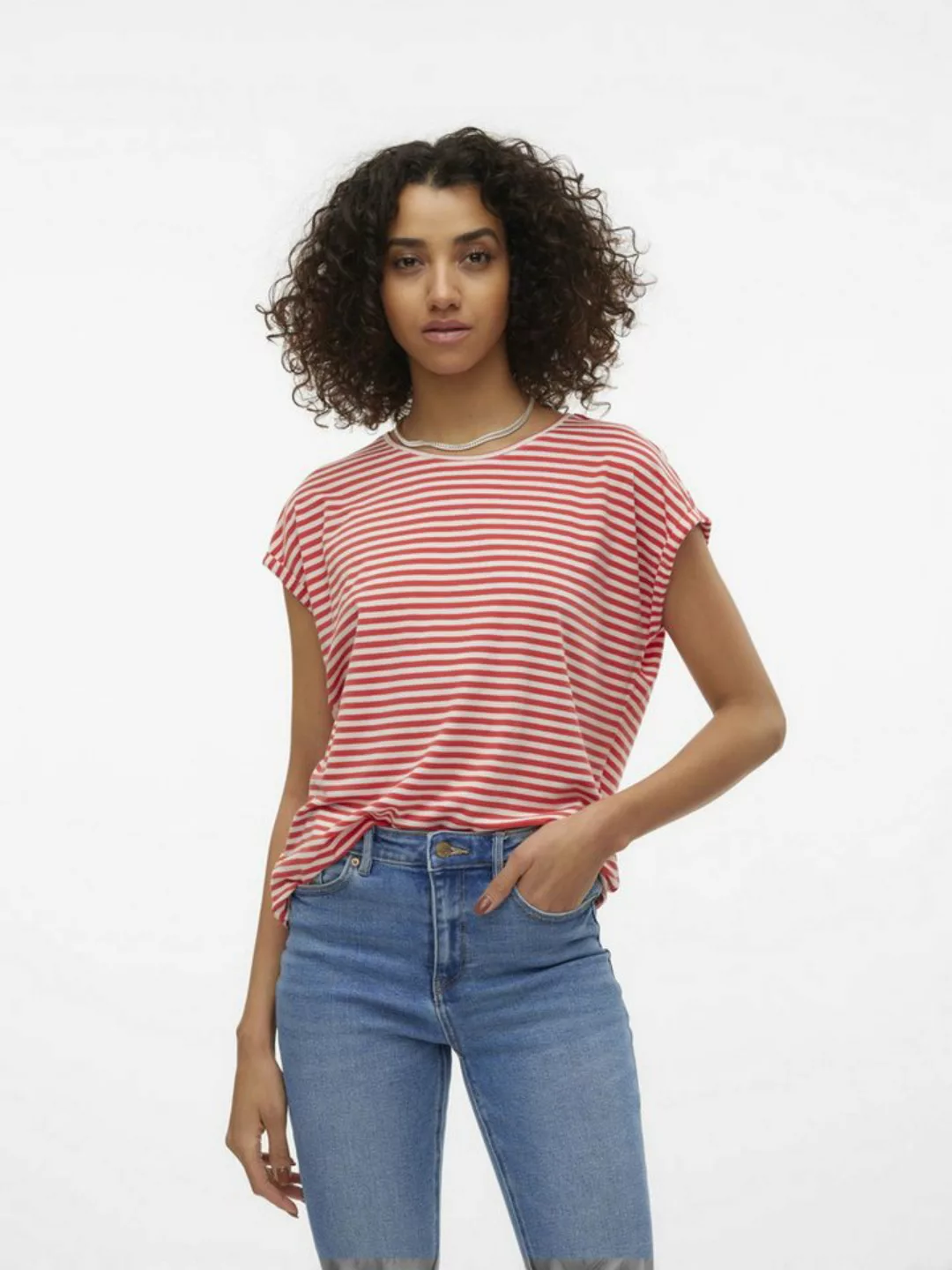 Vero Moda Rundhalsshirt VMAVA PLAIN SS TOP STRIPE GA JRS NOOS günstig online kaufen