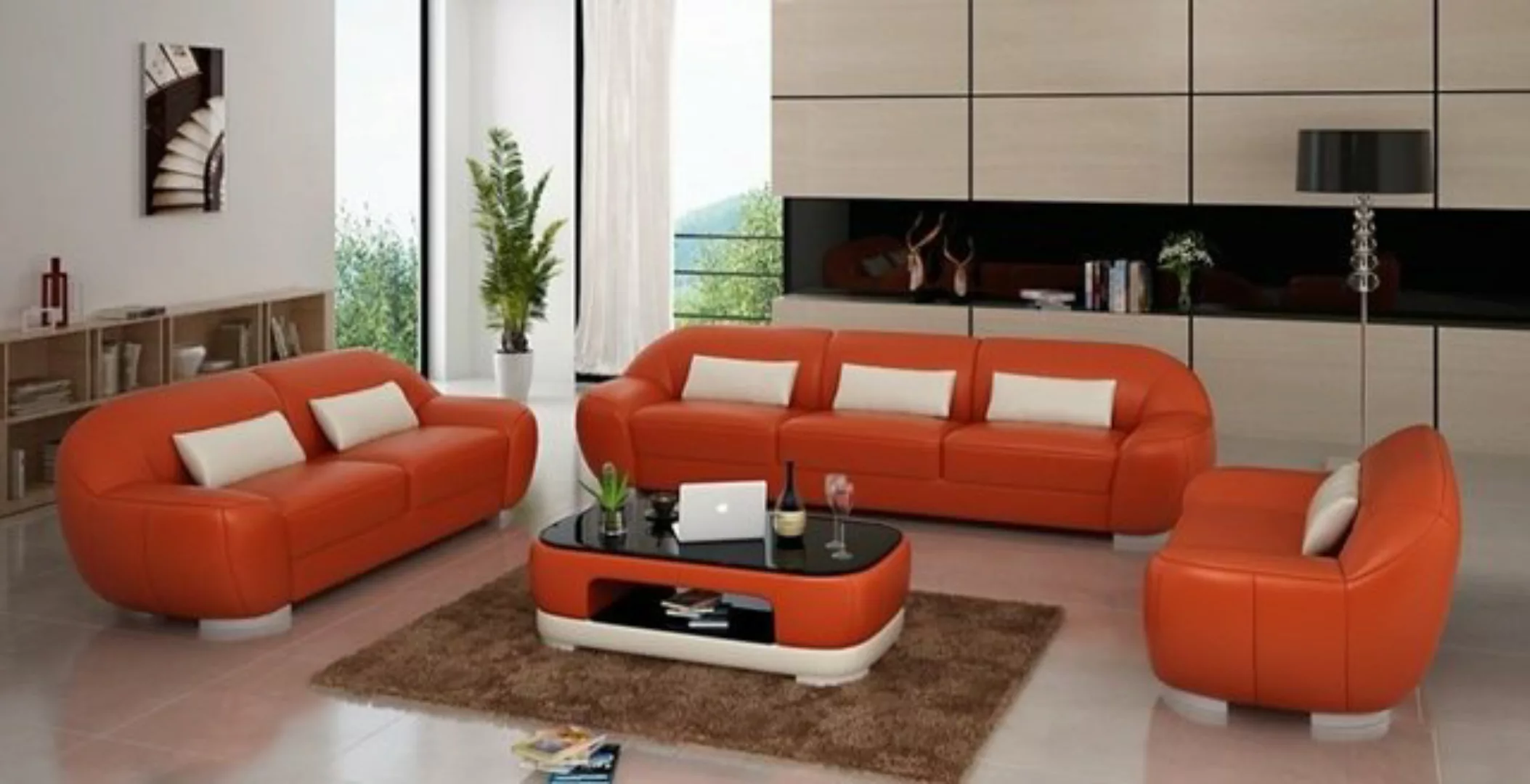 JVmoebel Sofa Sofagarnitur 3+2+1 Couch Polster Sitz Leder Garnitur Designer günstig online kaufen