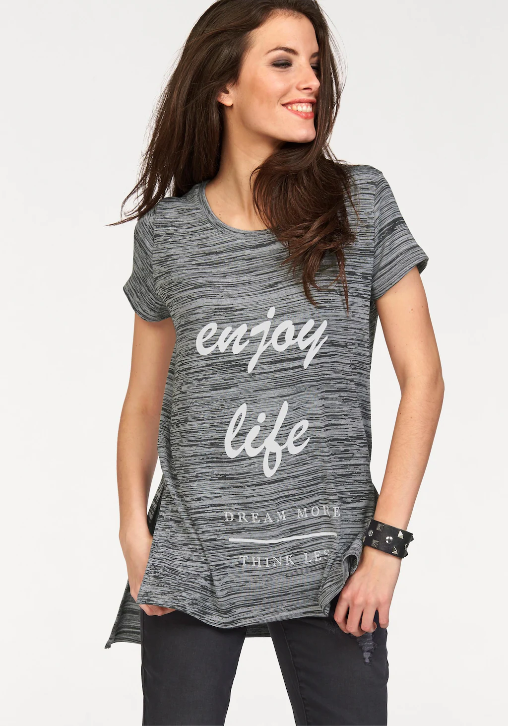 Aniston CASUAL Longshirt mit Rundhals-Ausschnitt günstig online kaufen