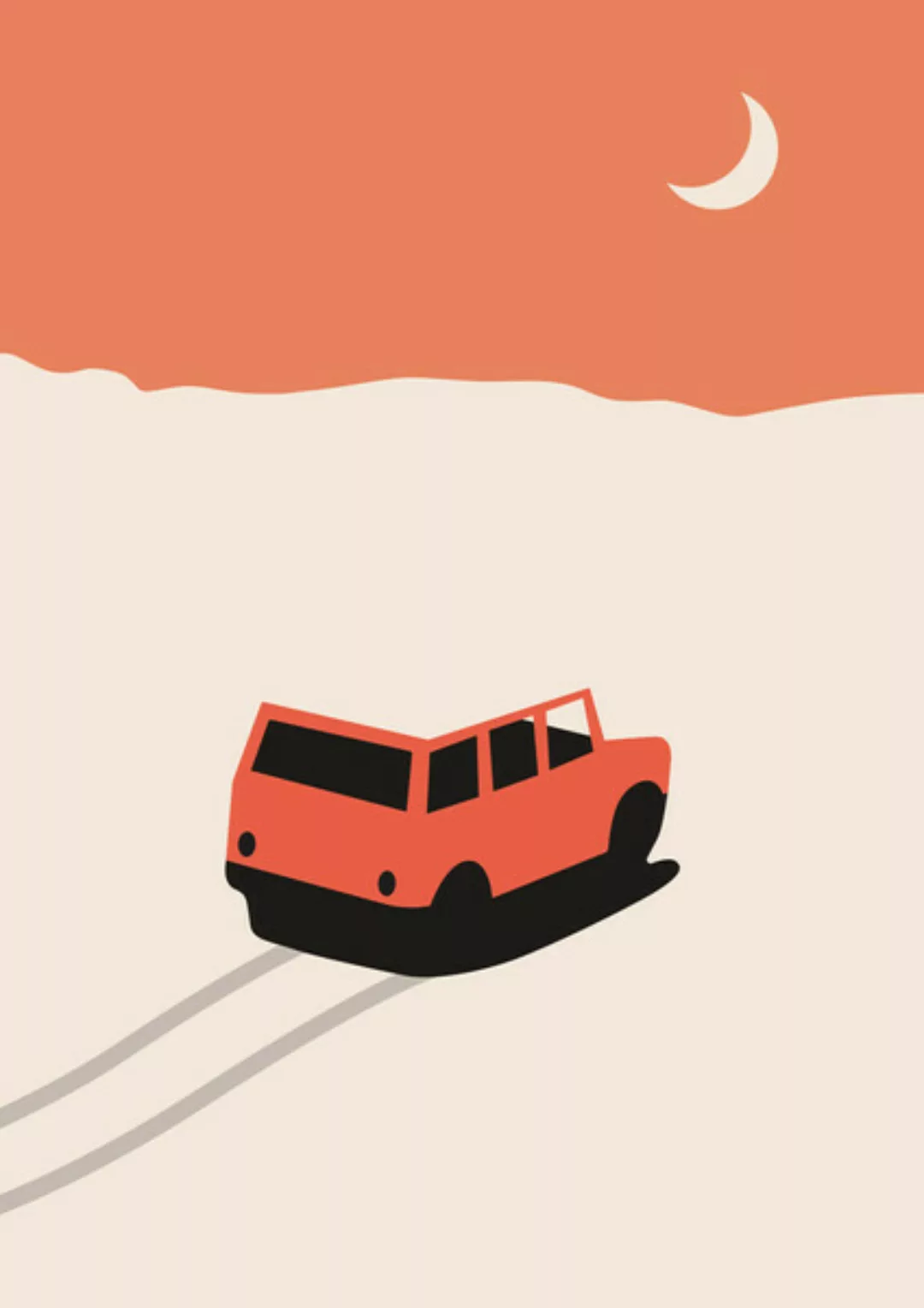 Poster / Leinwandbild - Auto In Der Wüste günstig online kaufen