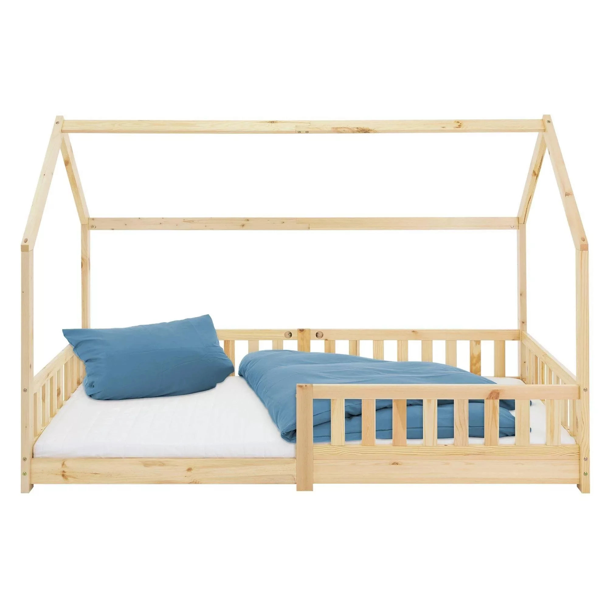 ML-DESIGN Kinderbett Hausbett mit Rausfallschutz, Dach und Lattenrost Massi günstig online kaufen