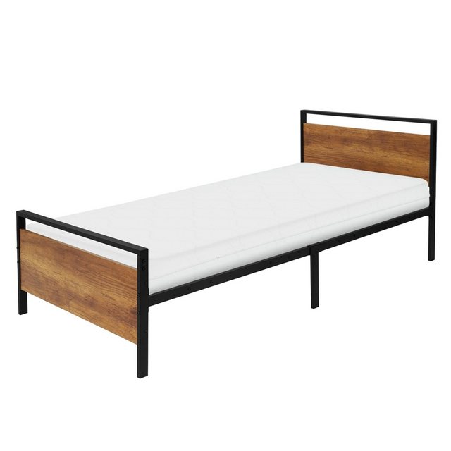 ML-DESIGN Metallbett Einzelbett mit Lattenrost Bettgestell mit Holz-Kopf- & günstig online kaufen