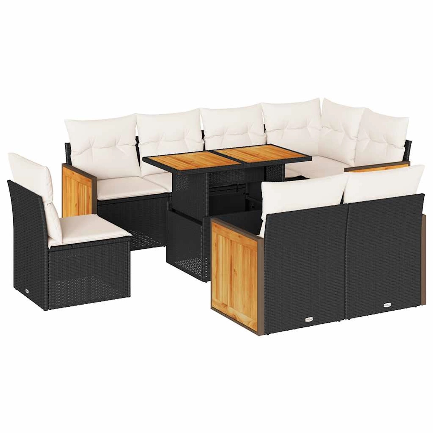 vidaXL 9-Tlg Garten-Sofagarnitur mit Kissen Schwarz Poly Rattan 3327724 günstig online kaufen