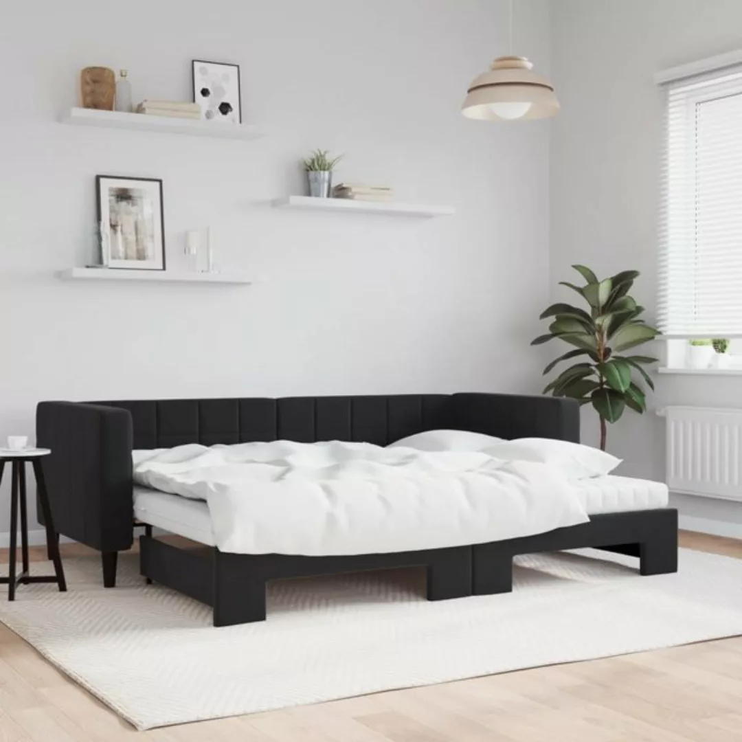 vidaXL Gästebett Gästebett Tagesbett Ausziehbar mit Matratzen Schwarz 80x20 günstig online kaufen