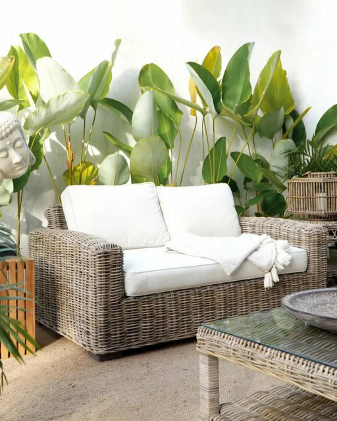 More2Home Loungesofa Rattan-Sofa, SPLIT, 2-sitzig, 150 cm grau günstig online kaufen