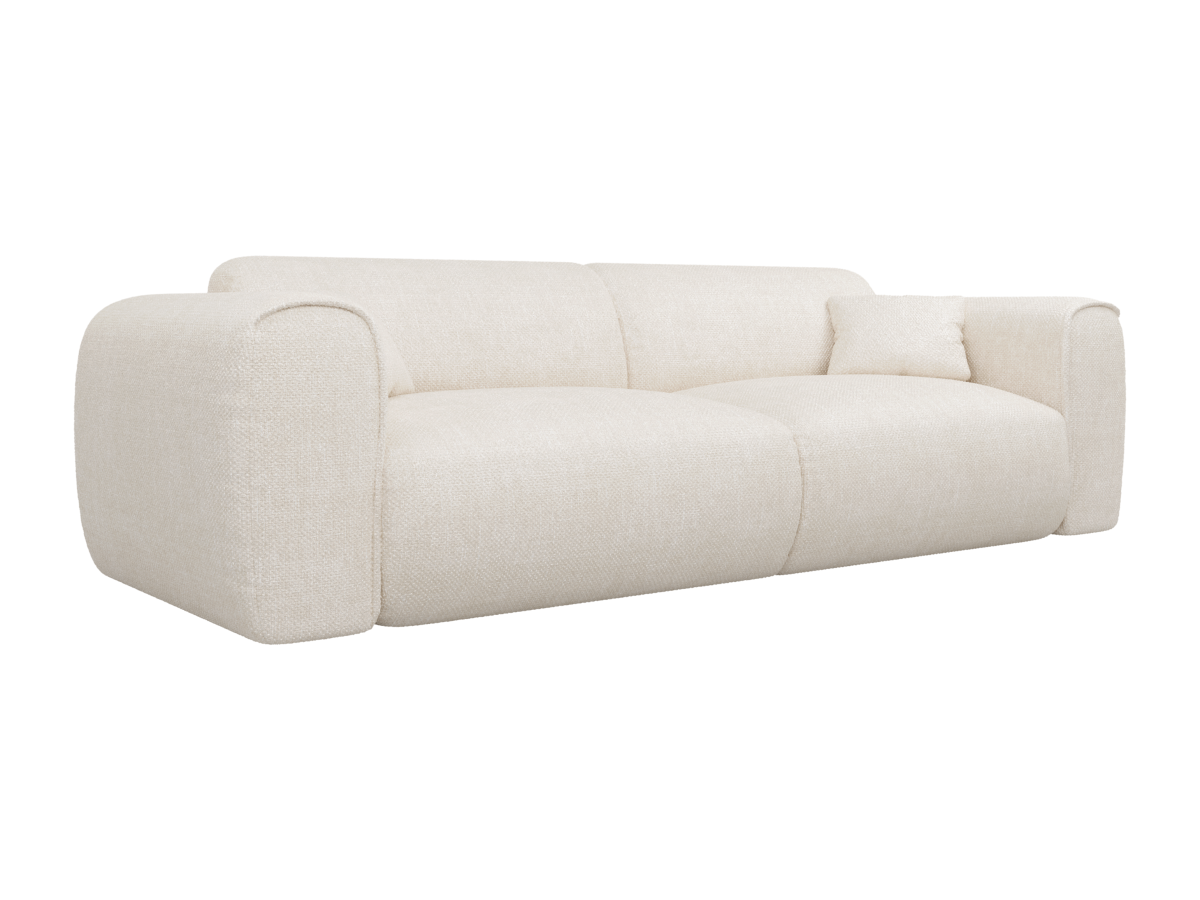 Sofa 4-Sitzer mit Matratze - Strukturstoff - Beige - POGNIA günstig online kaufen