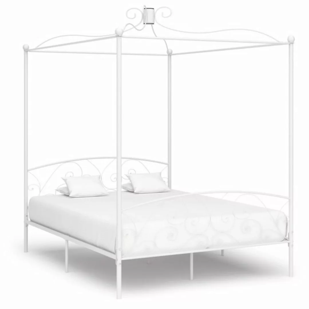 furnicato Bett Himmelbett-Gestell Weiß Metall 180 x 200 cm günstig online kaufen