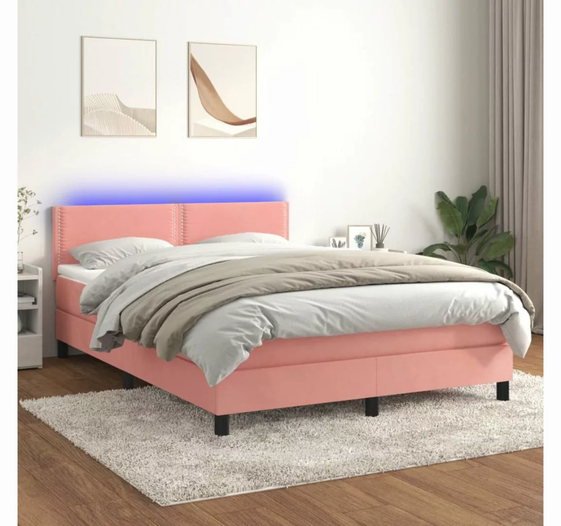 vidaXL Boxspringbett Bett Boxspringbett mit Matratze & LED Samt (140 x 190 günstig online kaufen