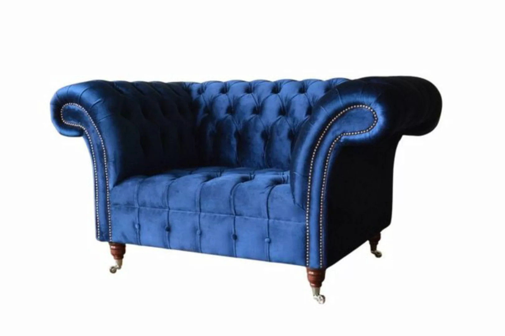 Xlmoebel Sofa Einzelner blauer Stoff-Chesterfield-Sessel mit 1,5 Sitzplätze günstig online kaufen