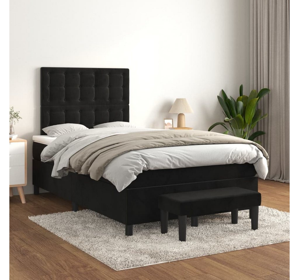 furnicato Bett Boxspringbett mit Matratze Schwarz 120x200 cm Samt günstig online kaufen