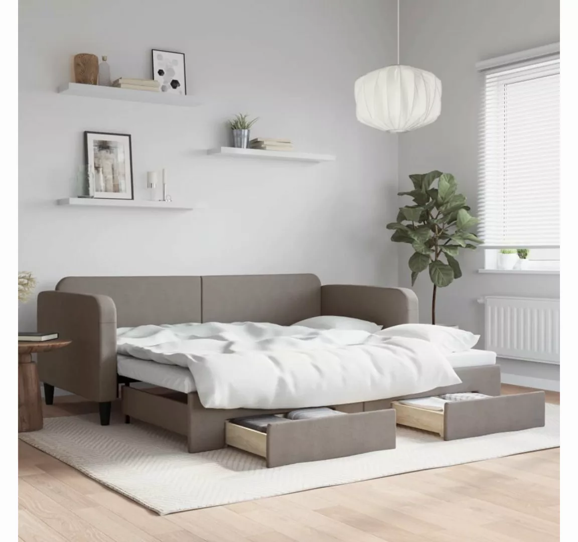 vidaXL Gästebett Gästebett Tagesbett Ausziehbar mit Schubladen Taupe 90x200 günstig online kaufen