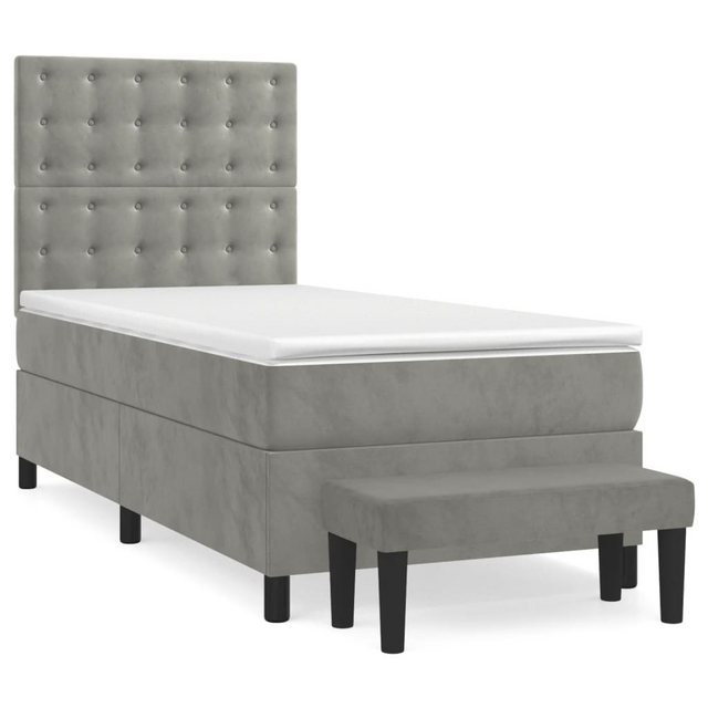 vidaXL Boxspringbett Boxspringbett mit Matratze Hellgrau 90x200 cm Samt Bet günstig online kaufen