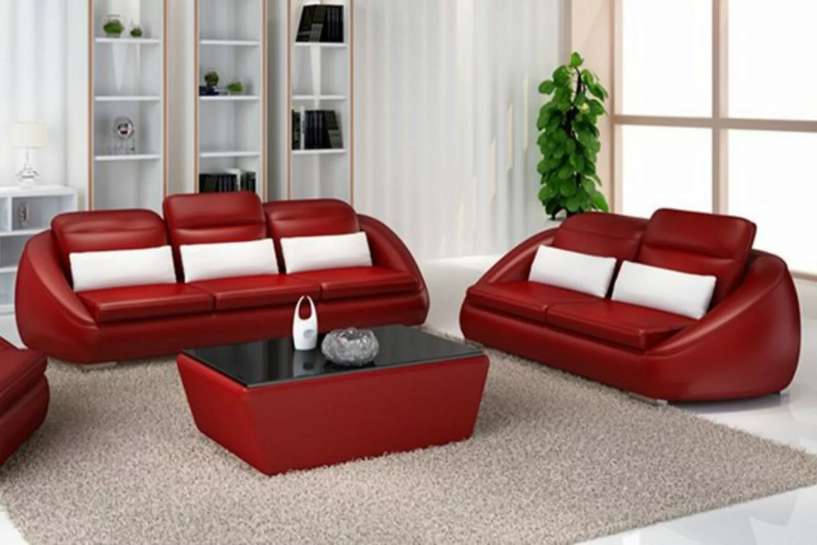 JVmoebel Sofa Rote Luxus Möbel Sofagarnitur Couch Sofa Polster 3+2 Sitzpols günstig online kaufen