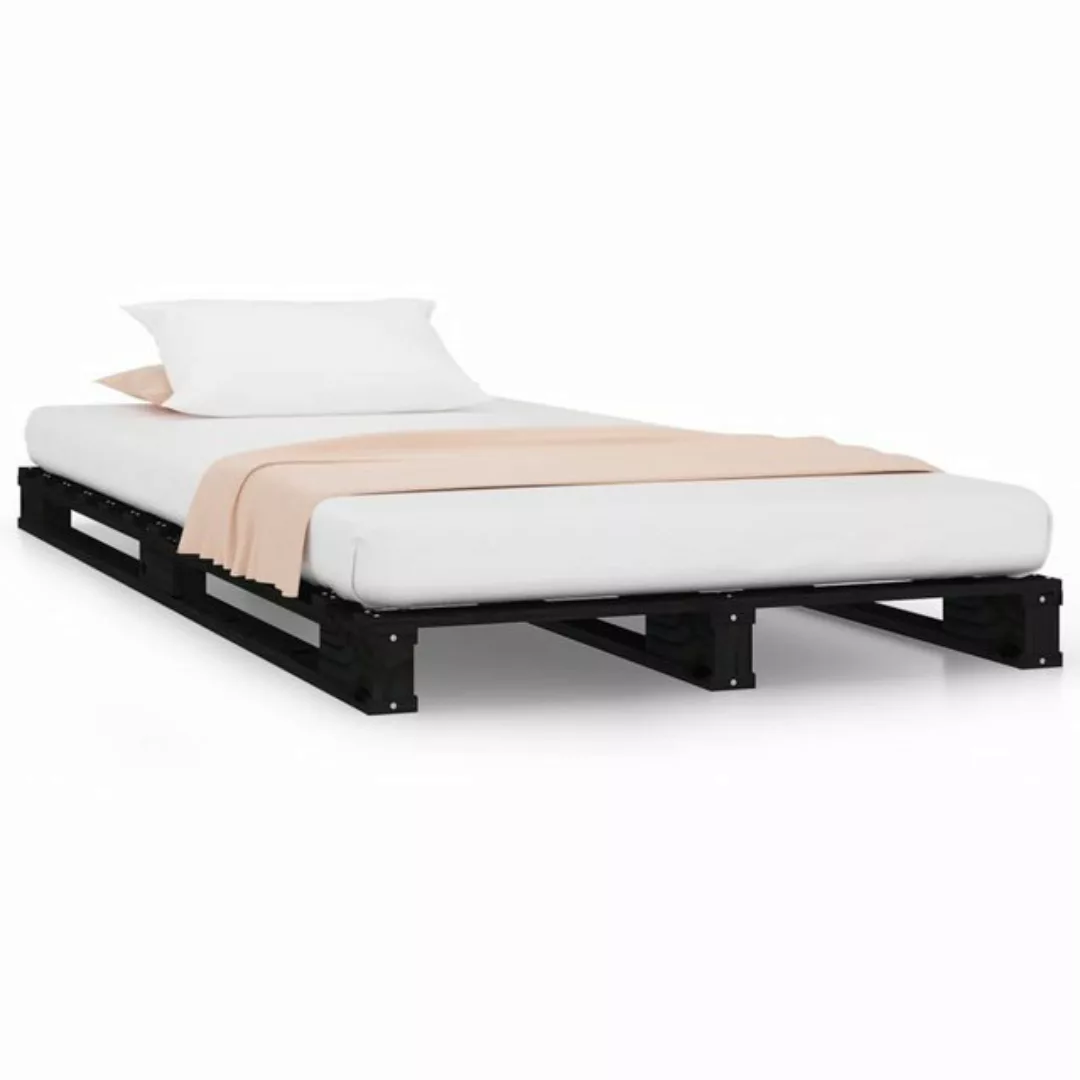 furnicato Bett Palettenbett Schwarz 100x200 cm Massivholz Kiefer günstig online kaufen